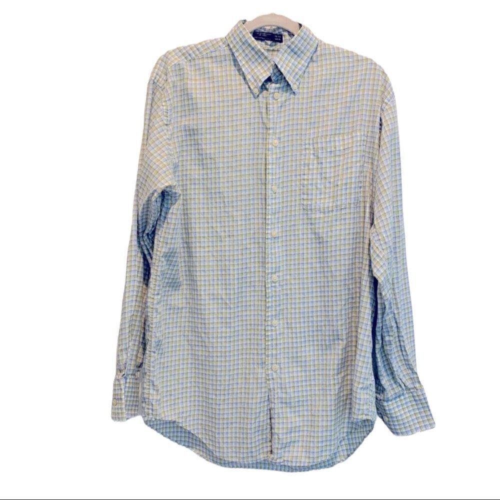 Nautica Button Down Dress Shirt Blue/Green/White Men’s Size 15 1/2 34/35